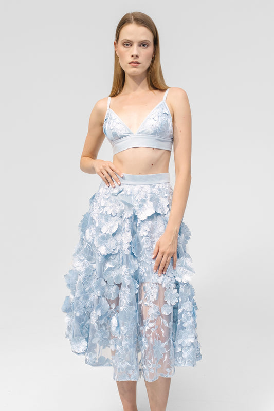 Kreisrock aus Spitze "ELIXIR" - eisblau