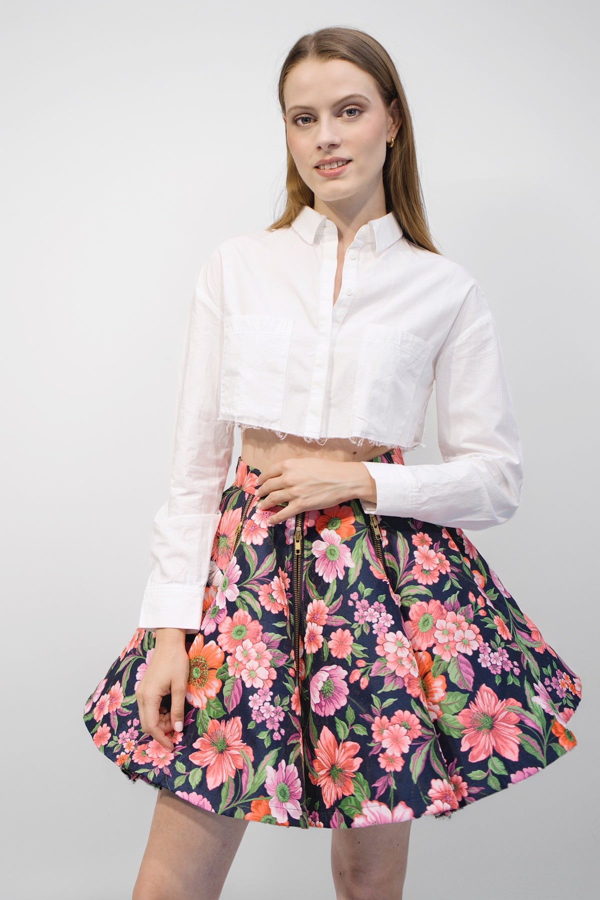 Kurze Bluse - weiß
