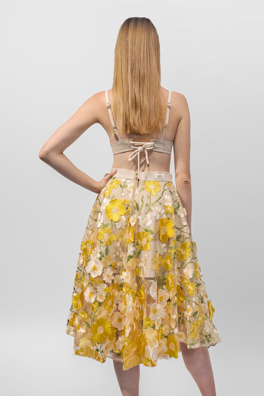 Kreisrock aus Spitze "ELIXIR" - sonnengelb