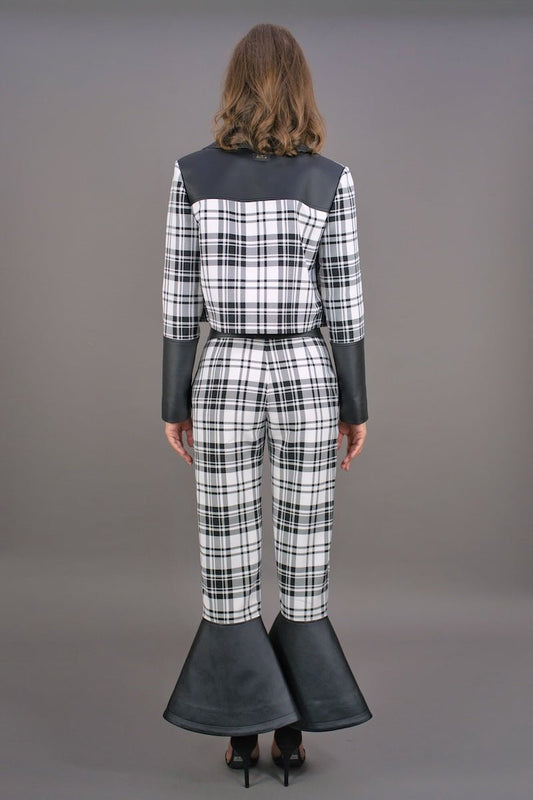 Biker Hose mit Zipps "COSMIC BLOOM" - kariert - Manuel Essl Design