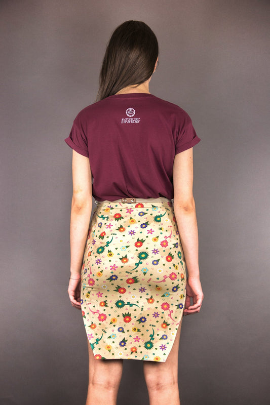 Bleistift - Rock aus Jersey mit Schlitz "FLOWERS" - Manuel Essl Design