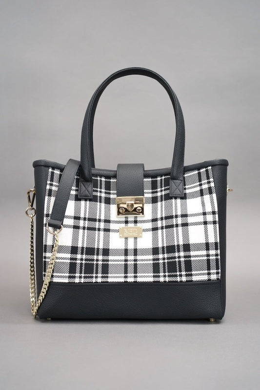 Tote Bag "COSMIC BLOOM" - kariert - Manuel Essl Design