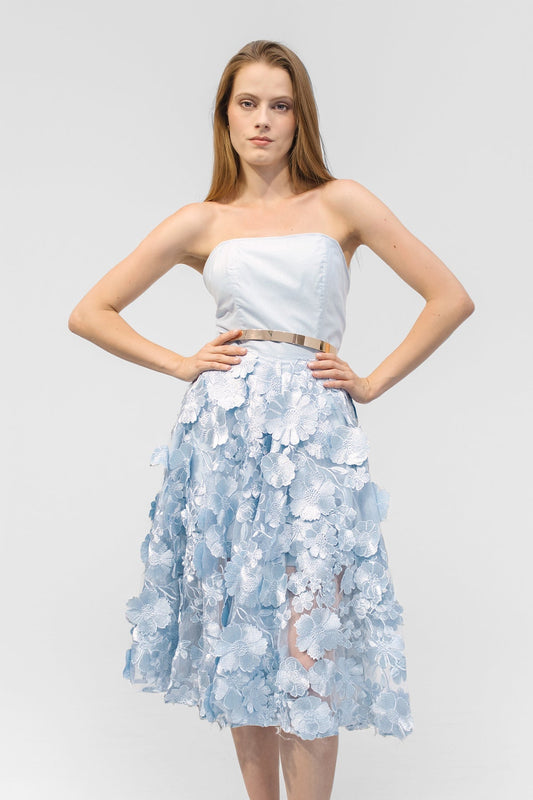 Trägerloses A - Linien Kleid "ELIXIR" - eisblau - Manuel Essl Design