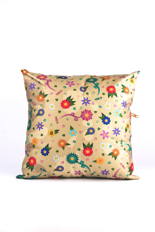 handgemachter Polster "FLOWERS" - beige - Manuel Essl Design
