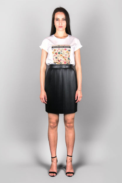 Gerader Plissee - Rock aus veganem Lederimitat - schwarz - Manuel Essl Design