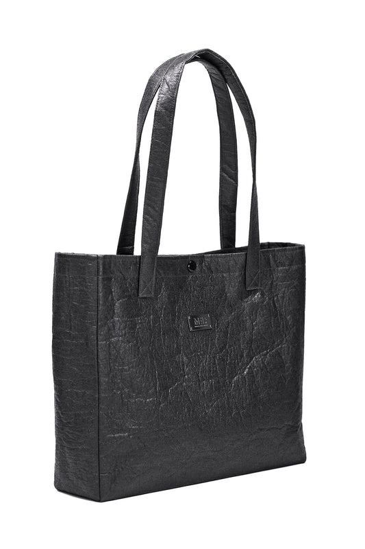 Großer Shopper aus Ananasleder - noir - Manuel Essl Design
